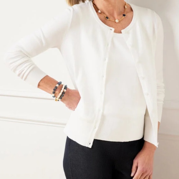 Talbots Women’s Ivory Charming Cashmere Cardigan - Picture 1 of 6